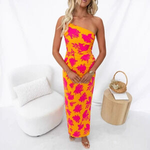 Stylish Elegant One Shoulder Bodycon Side Slit Backless Summer Dress